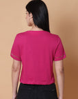 Mukaish Work T-shirt- Majenta