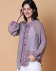 Chikan Women Top - Purple