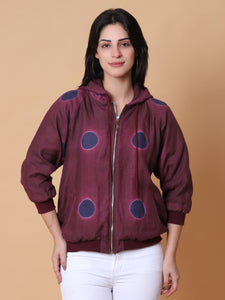 Woolen Hoodie Tie & Dye Jacket - Majenta