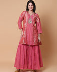 Zardozi Work Sharara Set - Pink