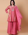 Zardozi Work Sharara Set - Pink