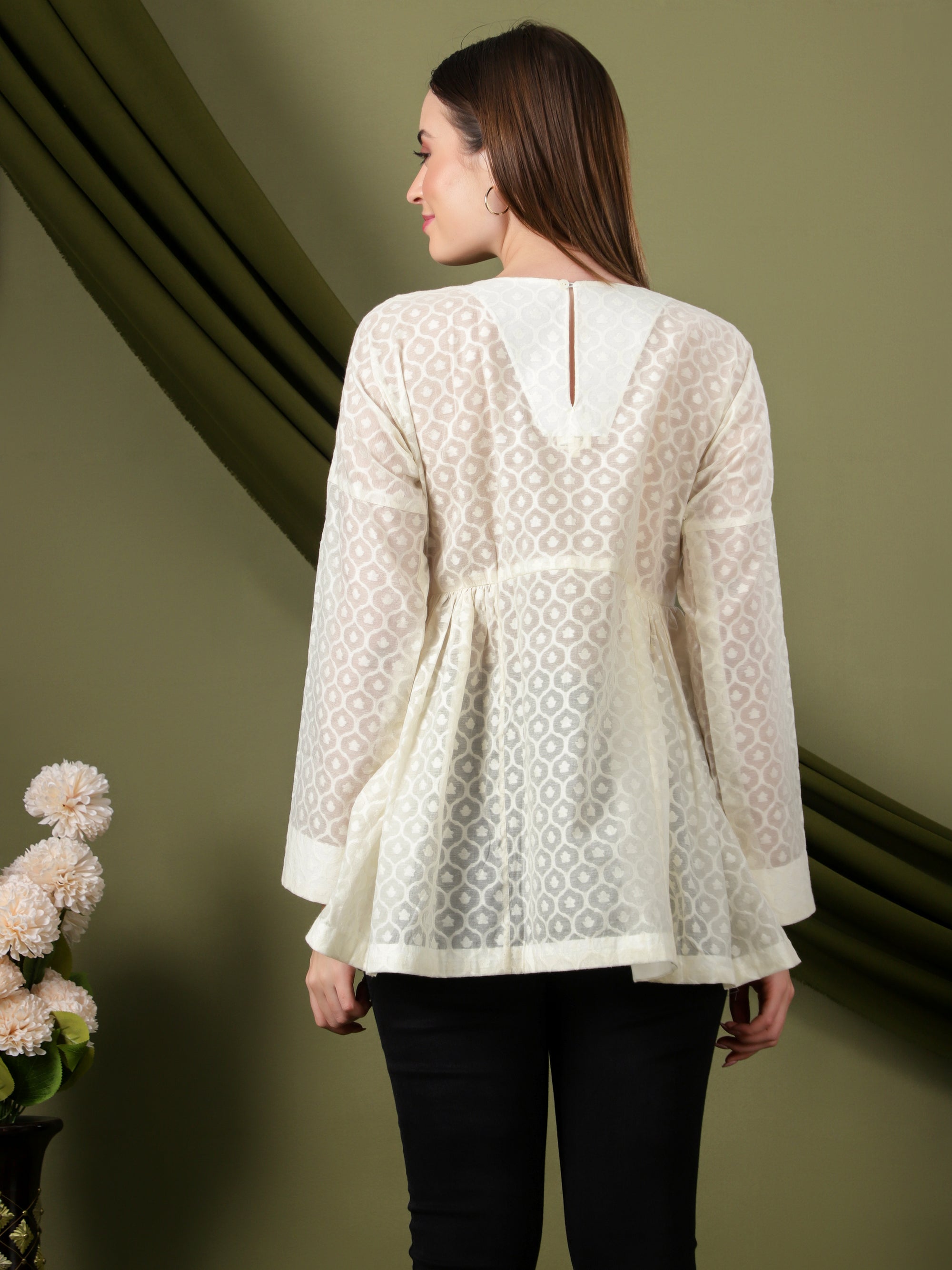 Women Embroidered Top -  Off-White