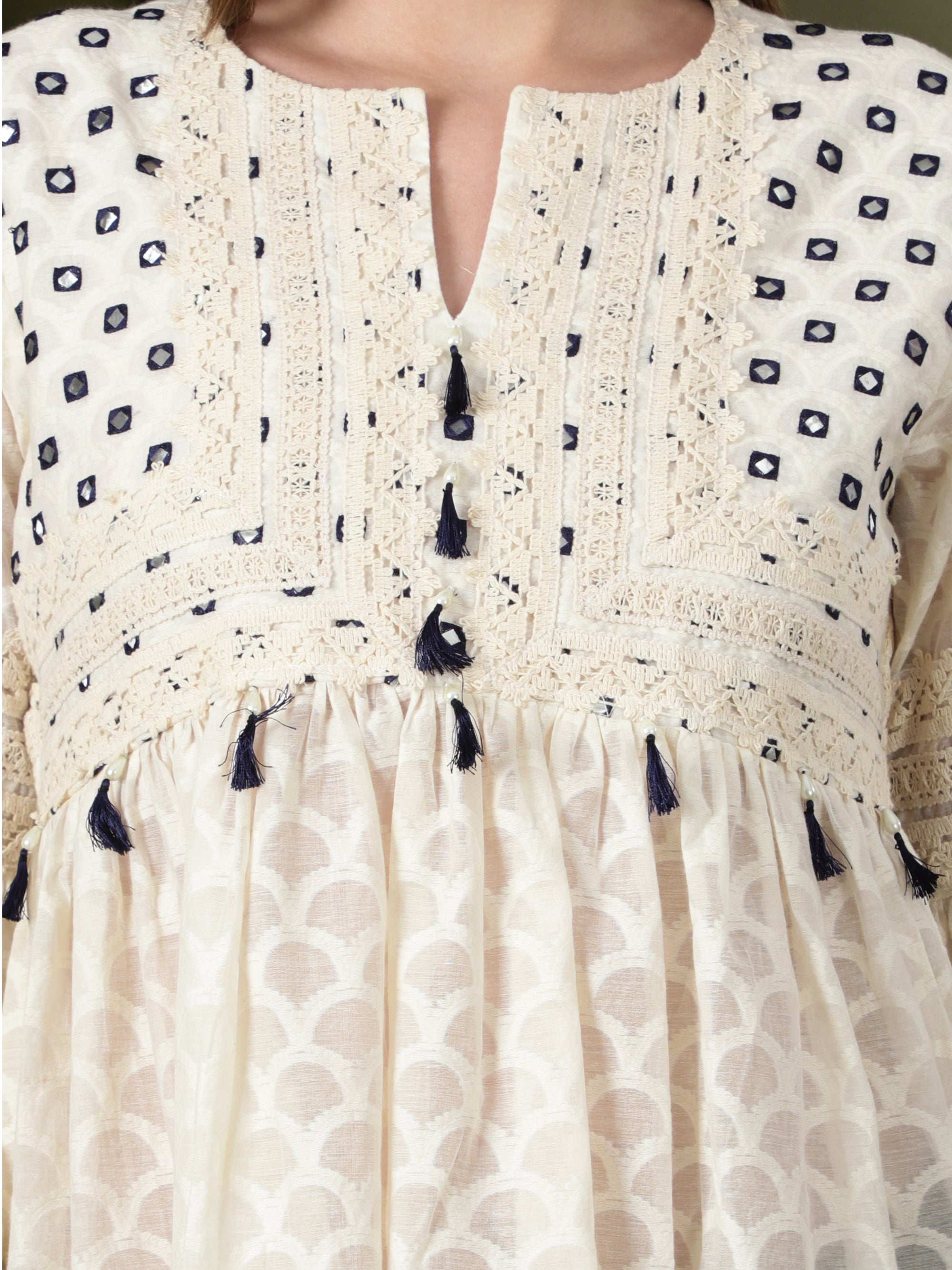 Women Gathered Top - Off -White