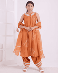 Orange Tie & Dye Kurta Set