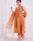 Orange Tie & Dye Kurta Set