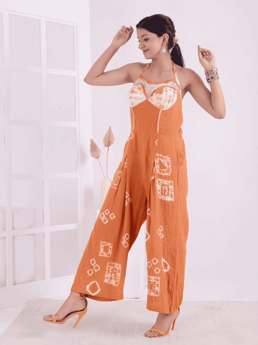 Rust Tie &amp; Dye Women Jumpsuit