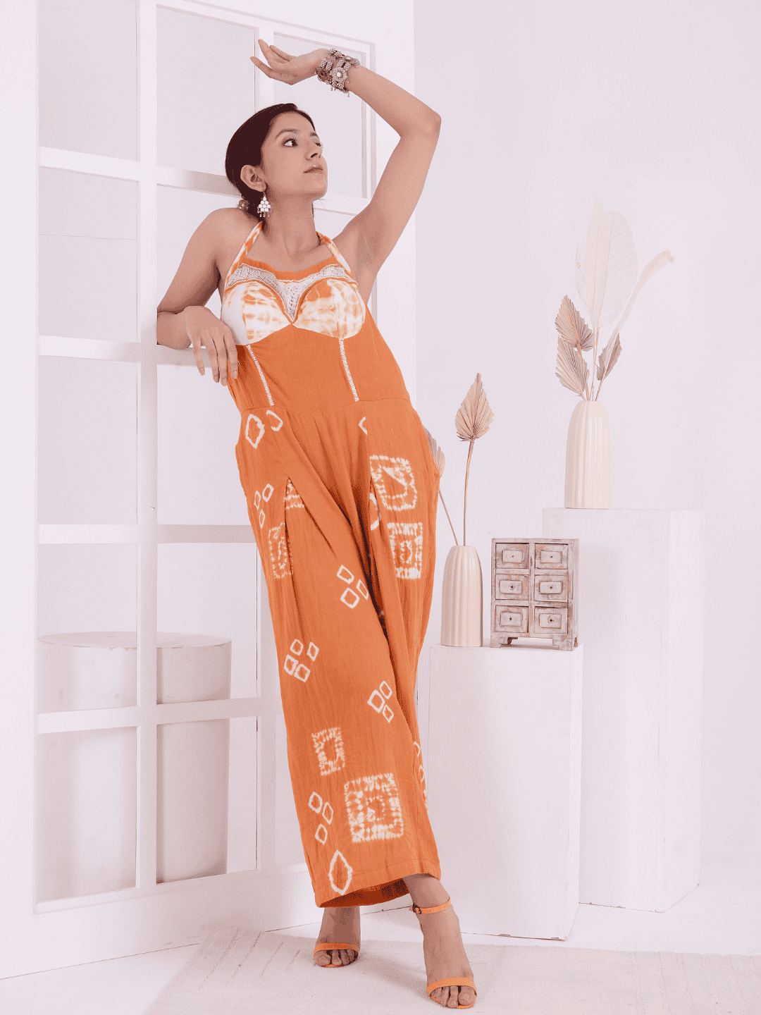 Rust Tie &amp; Dye Women Jumpsuit