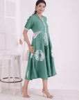 Green Tie-Dye Women Dress