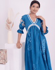 Blue Tie-Dye Women Kurta Set