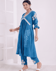 Blue Tie-Dye Women Kurta Set