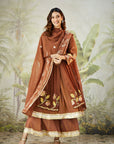 Brown Lachka Gota Machine Work Kurta Set