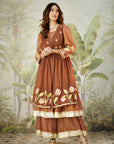 Brown Lachka Gota Machine Work Kurta Set