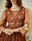 Brown Lachka Gota Machine Work Kurta Set