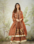 Brown Lachka Gota Machine Work Kurta Set