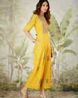 Mustard Yellow Zardozi Work Jumpsuit