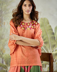 Orange Zardozi Work Top Set