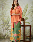 Orange Zardozi Work Top Set