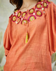 Orange Zardozi Work Top Set