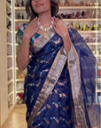 Blue Chanderi Saree