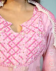 Anarkali Chikankari Kurta Set - Pink