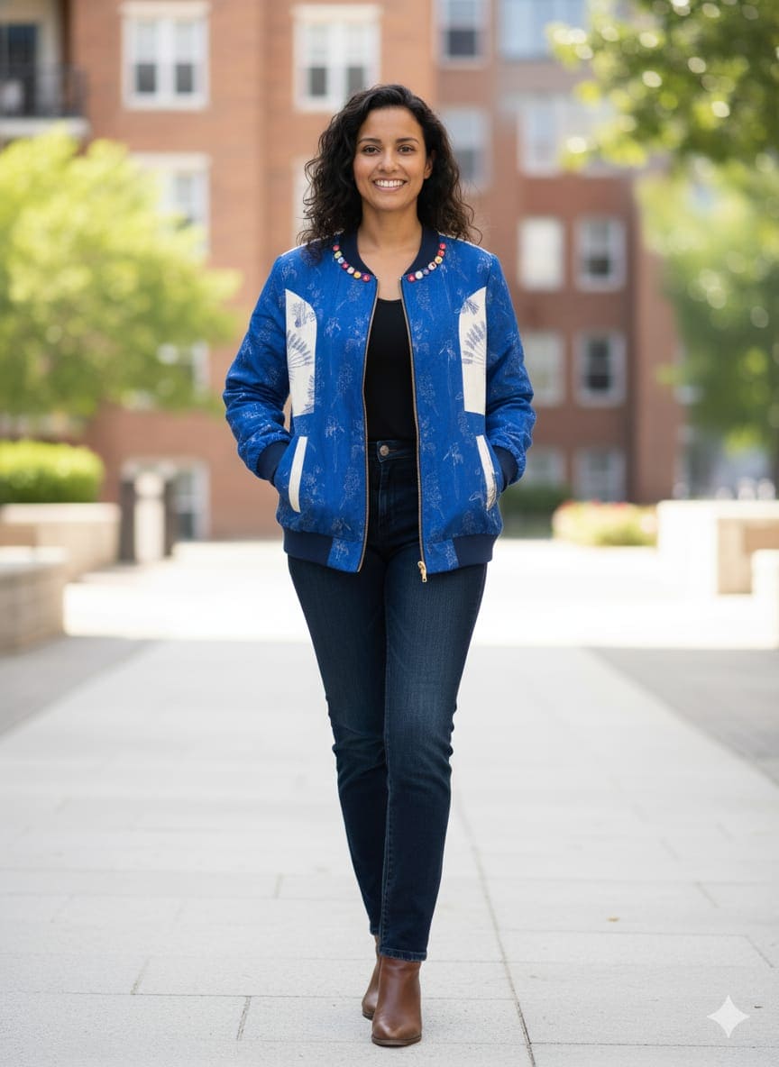 Women Cotton Jacket  -  Royal Blue