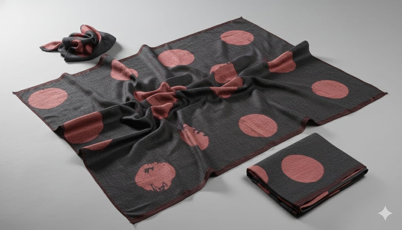 Cotton Silk Clamp Clamp Dye Fabric  -  Red &amp; Black