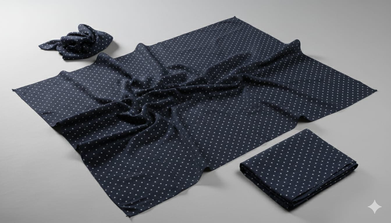 Polka Khadi Clamp Dye Fabric -  Navy Blue