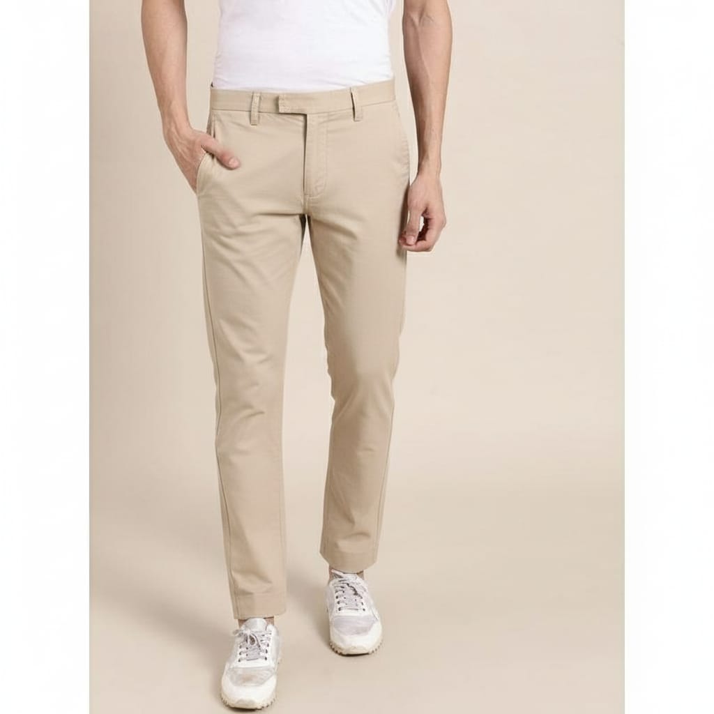 Men Cotton Trouser  -  Beige
