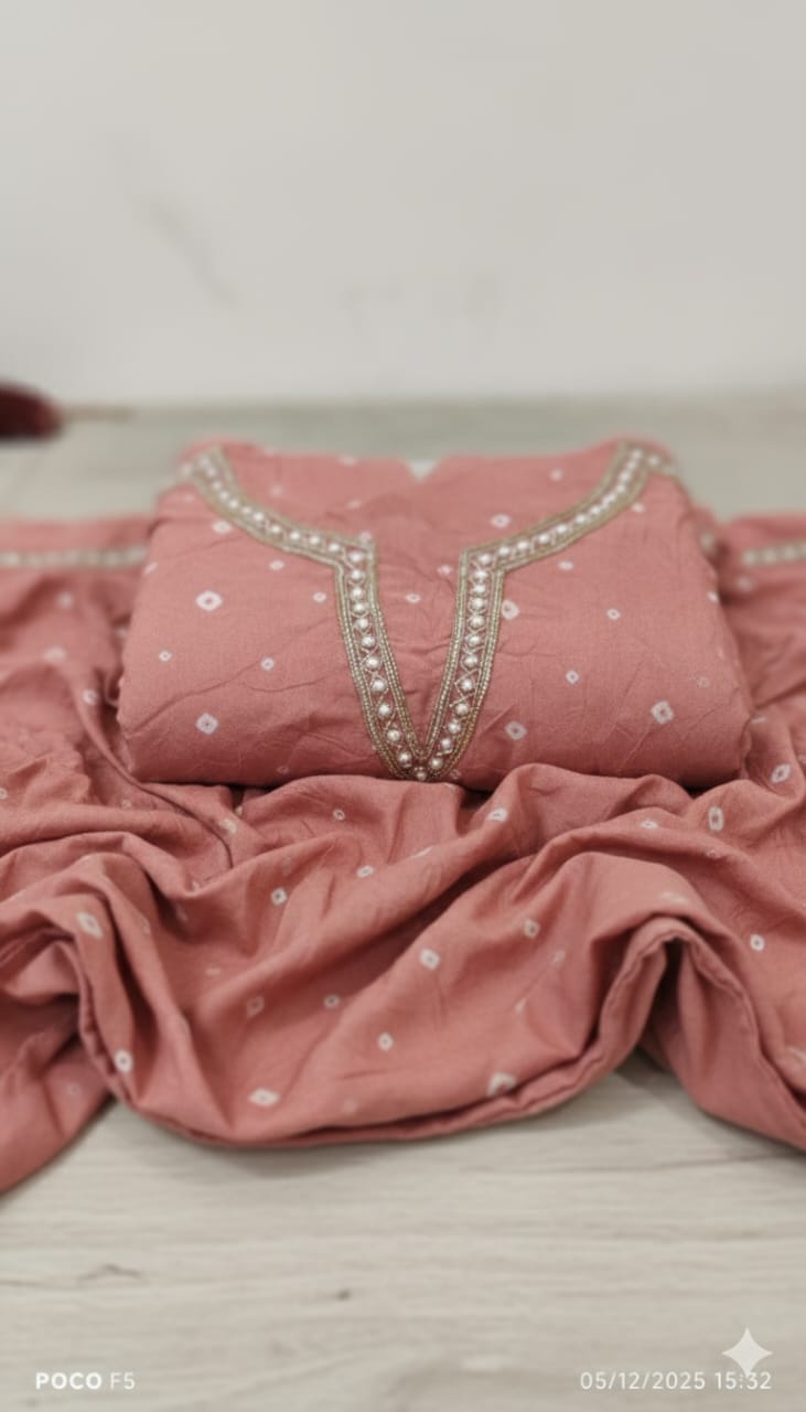 Crush Cotton Digital Print Fabric - Peach