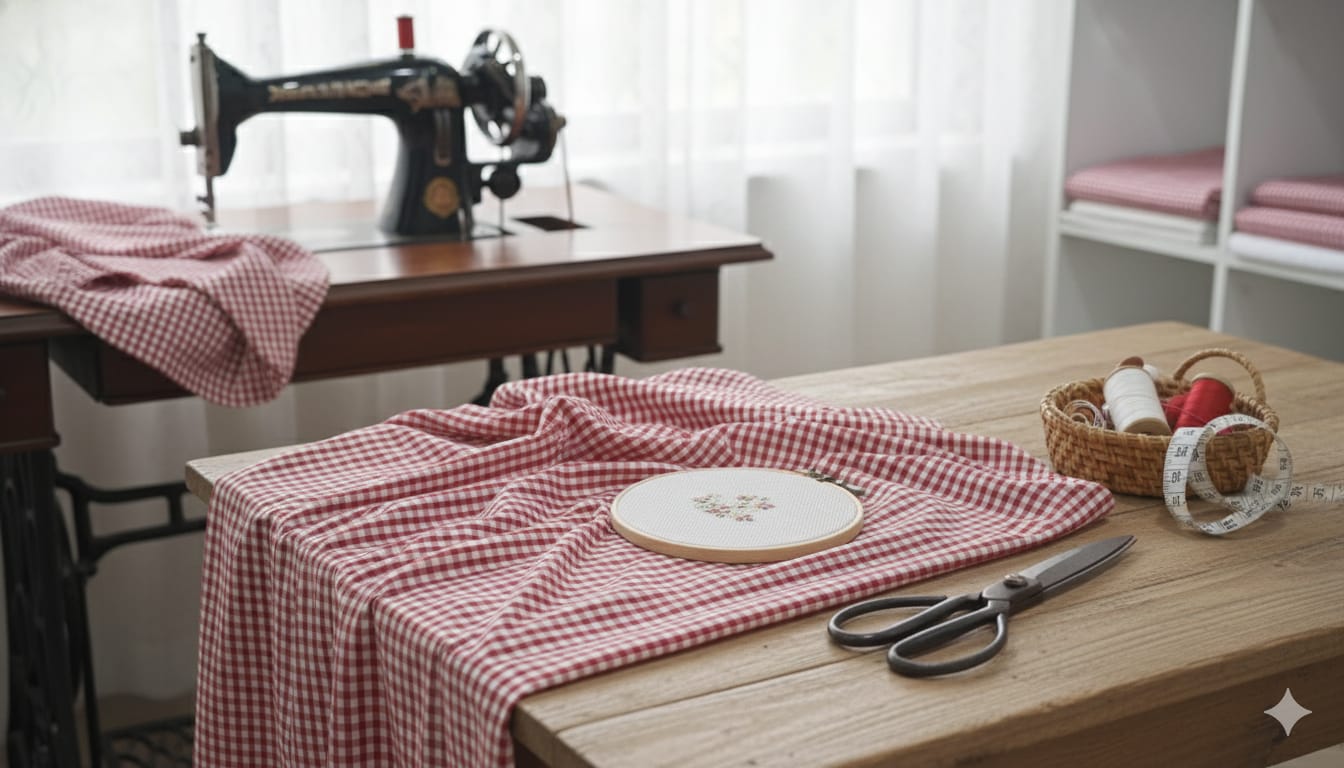 Cotton Checks Fabric  -  Pink