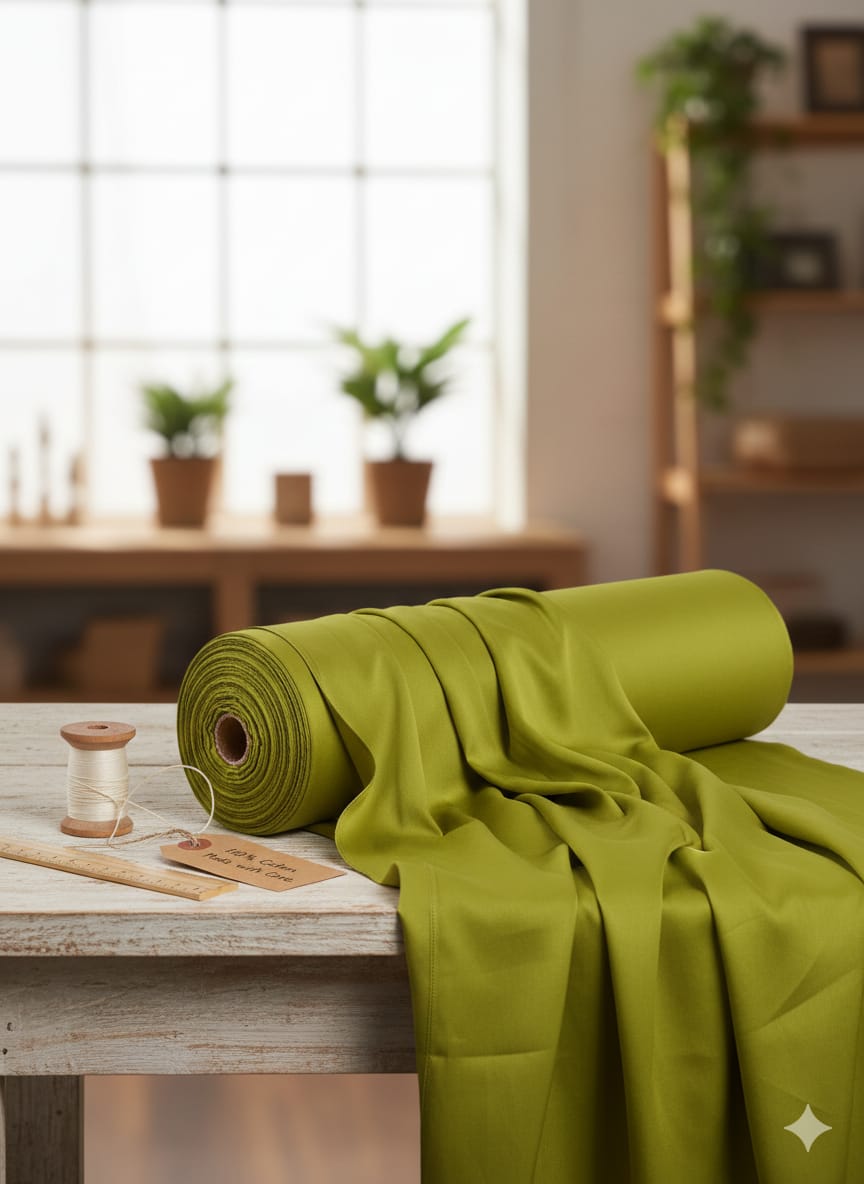 Glace Cotton Fabric  -  Green