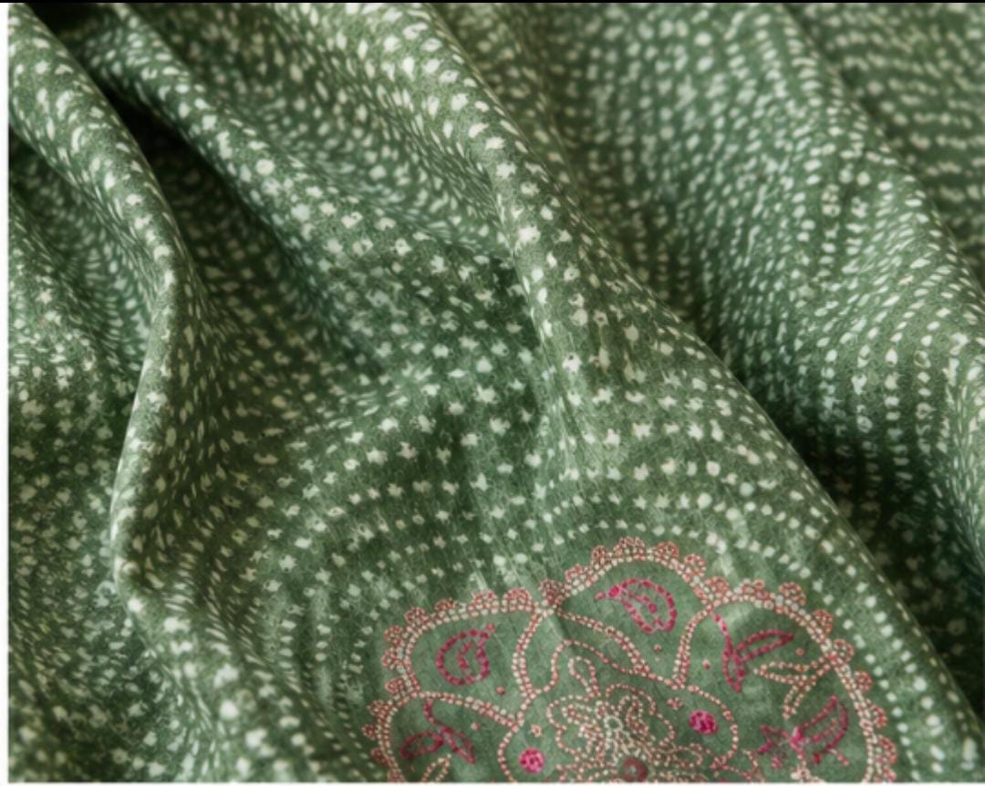 Bandhej Inspired Print Fabric - Green