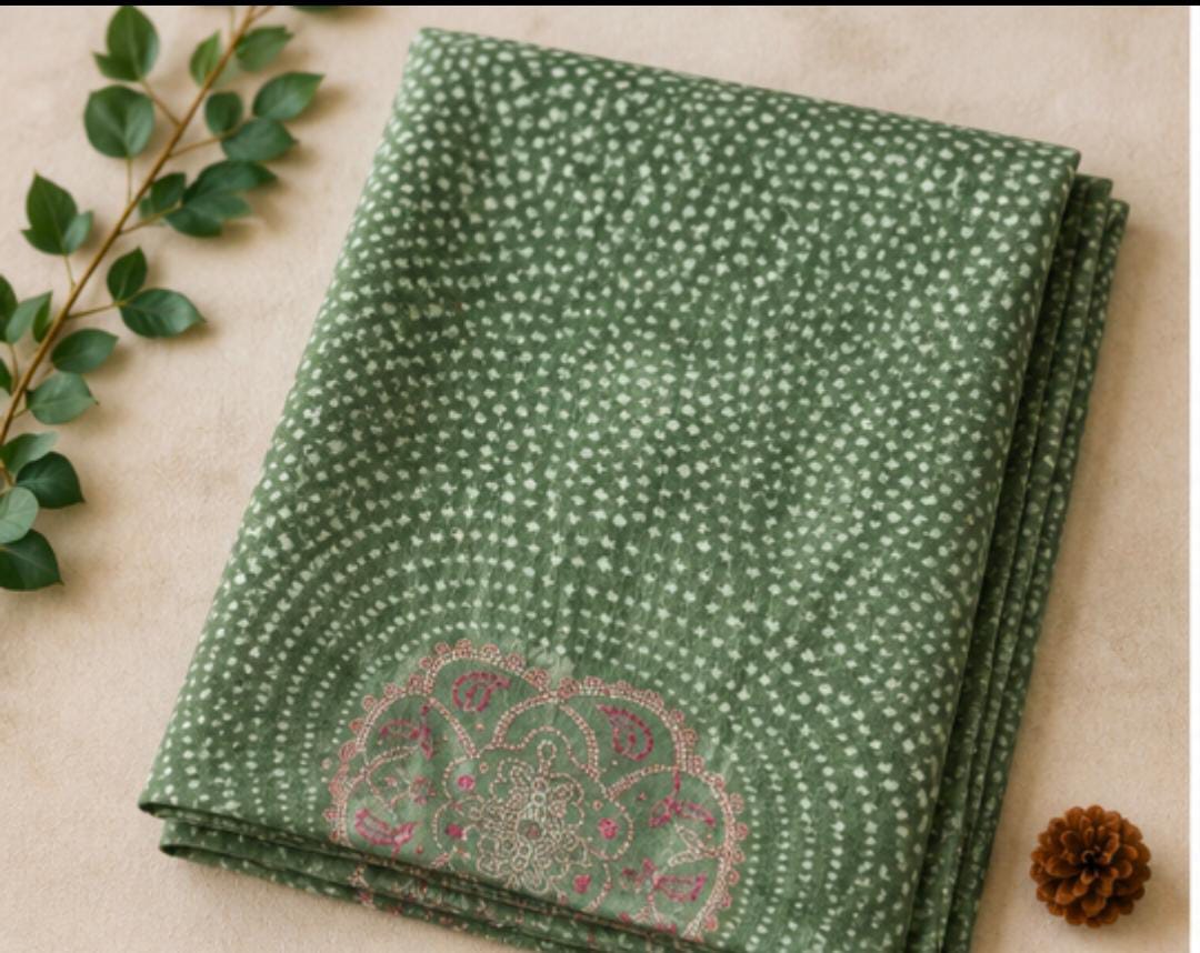 Bandhej Inspired Print Fabric - Green
