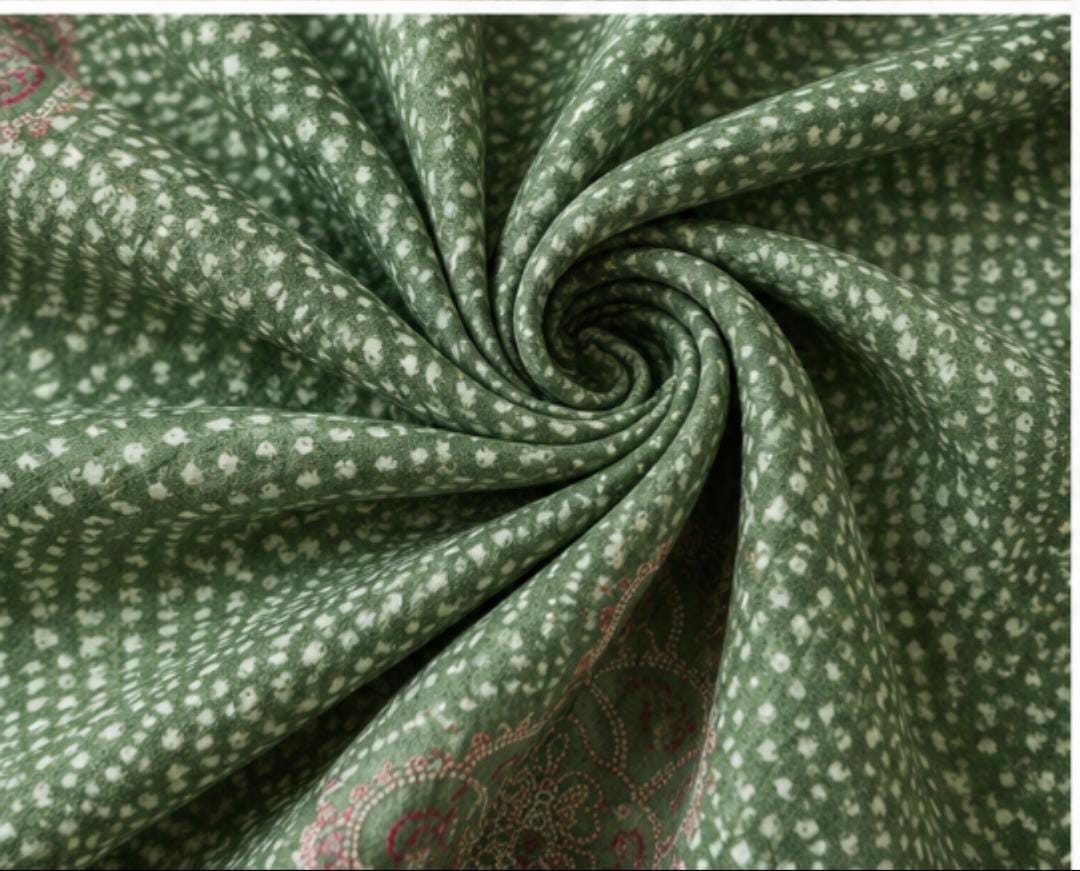 Bandhej Inspired Print Fabric - Green