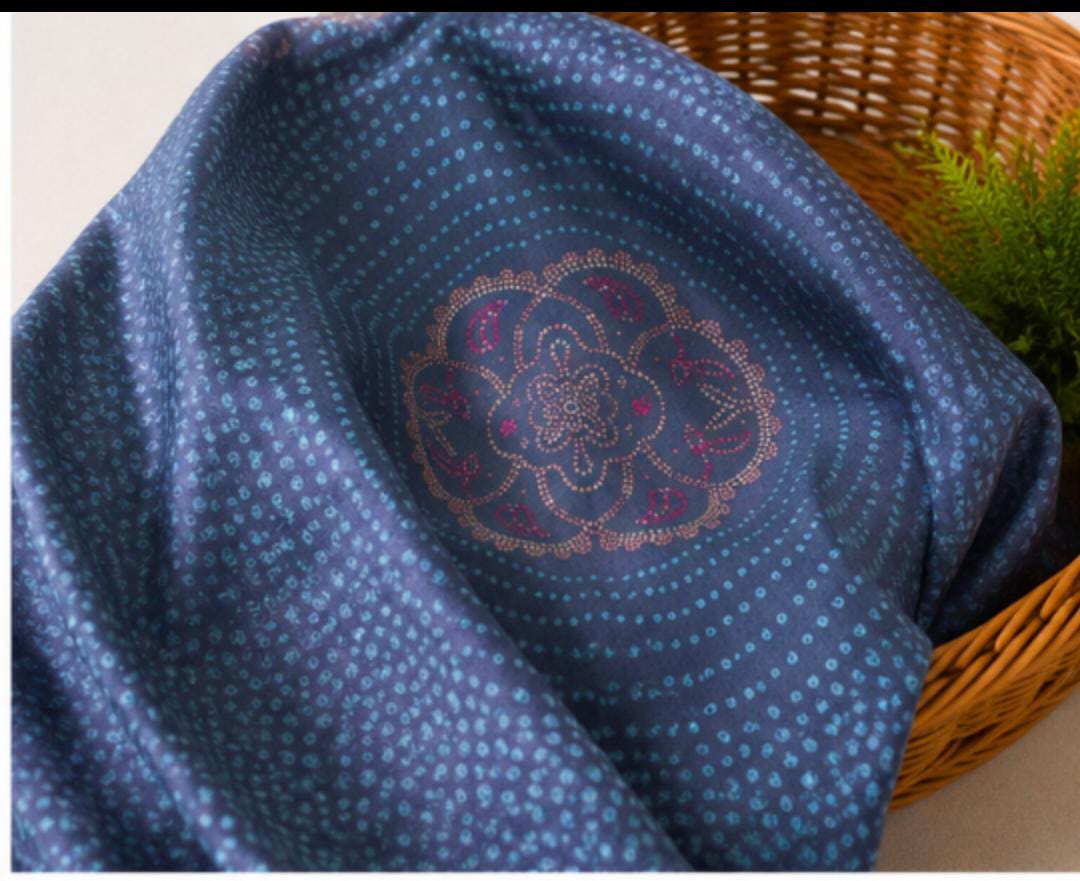 Bandhej Inspired Print Fabric - Blue
