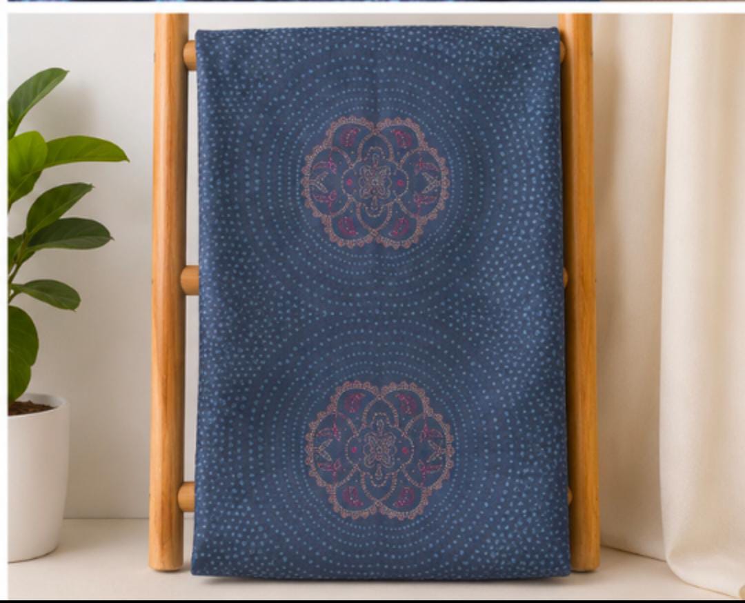 Bandhej Inspired Print Fabric - Blue
