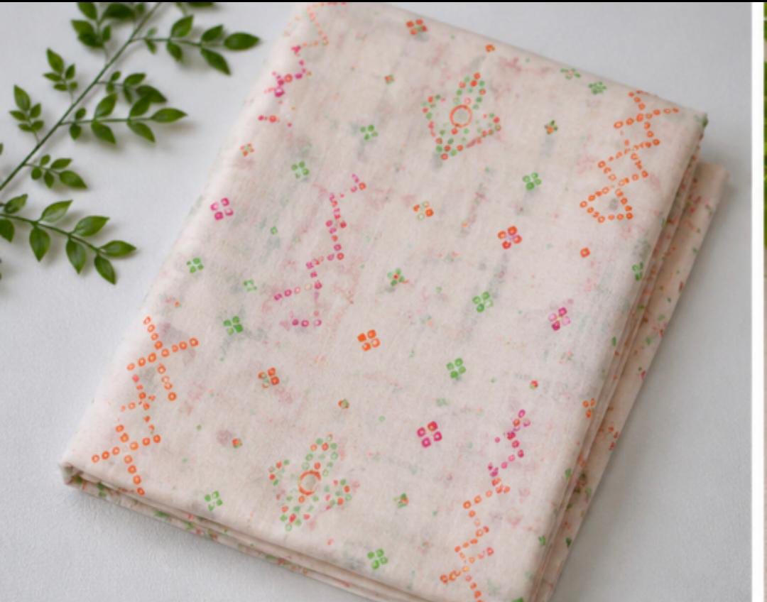 Bandhej Inspired Print Fabric - Off-White