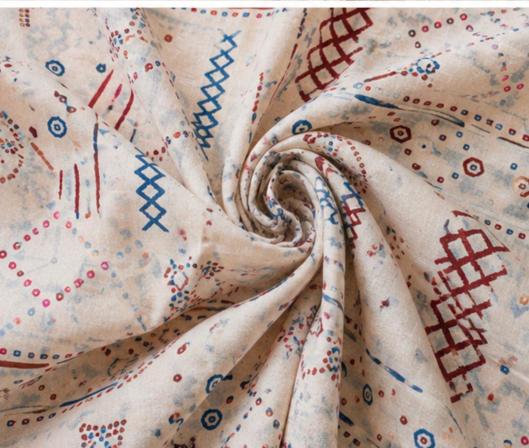 Bandhej Inspired Print Fabric - Off-White