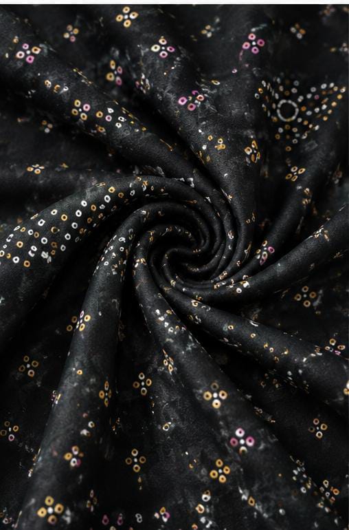 Bandhej Inspired Print Fabric - Black