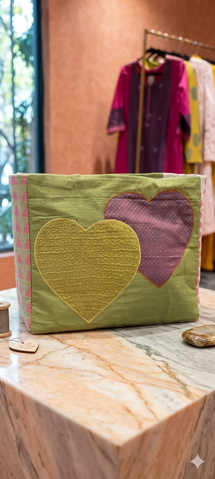 Patch Work Tote Bag - Green