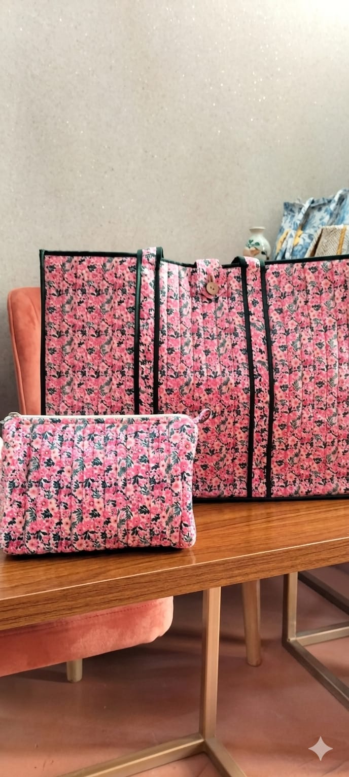 Printed Tote Bag - Pink