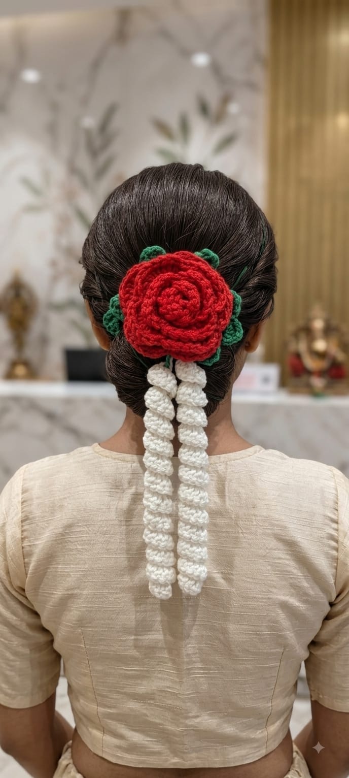 Crochet Handmade Gajra - Red