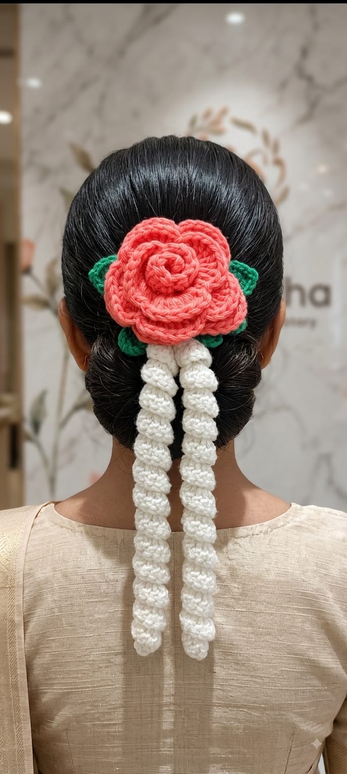 Crochet Handmade Gajra - Pink