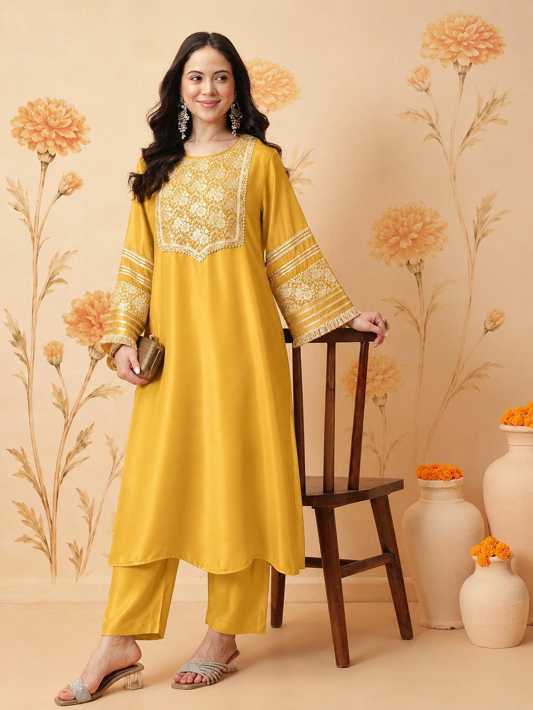 Banarasi  Kurta Set - Yellow