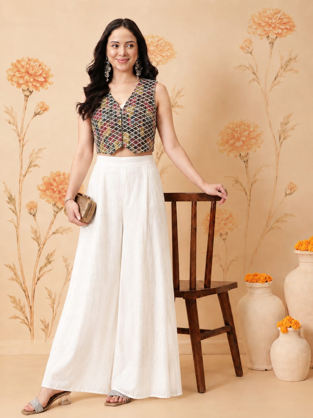Multicolor Gotta Banarasi Co-ord set