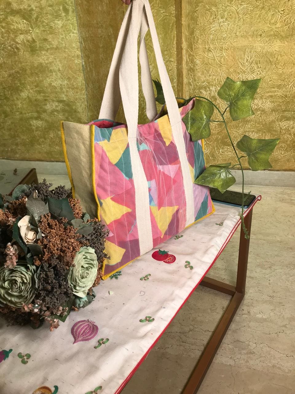 Multicolor Patch Tote Bag