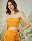 Orange Organza Silk Cape with Drape Skirt