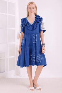 Women Tie-Dye Dress - Blue