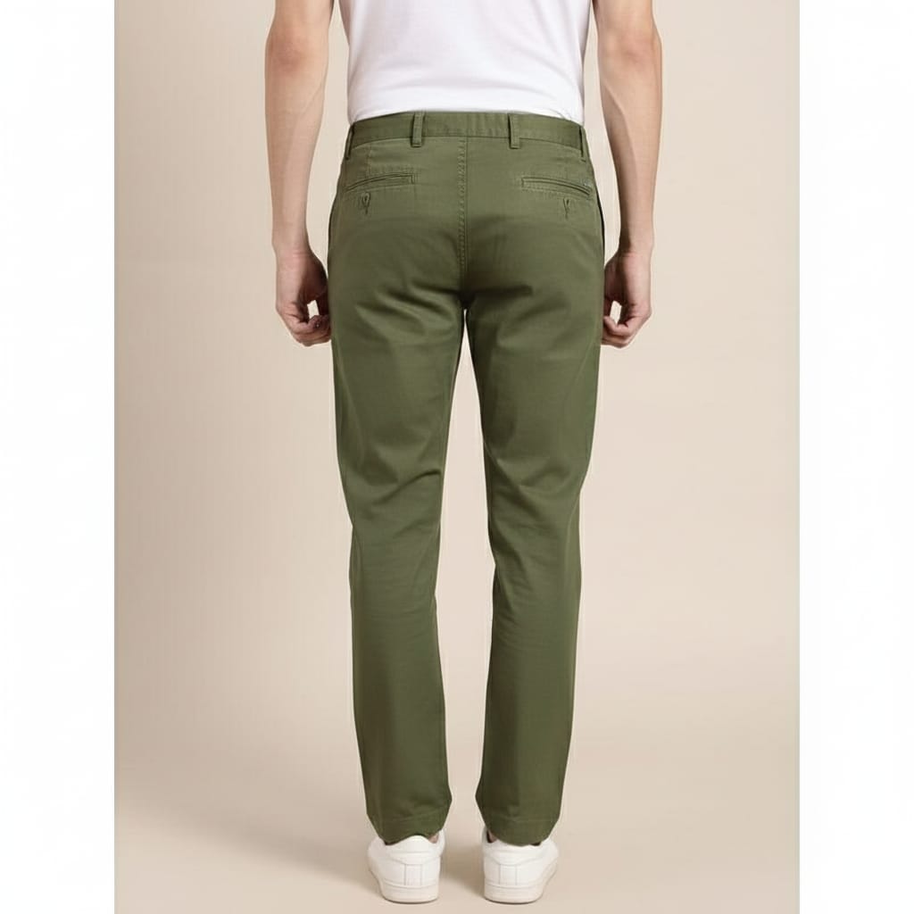 Men Cotton Trouser  -  Olive Green