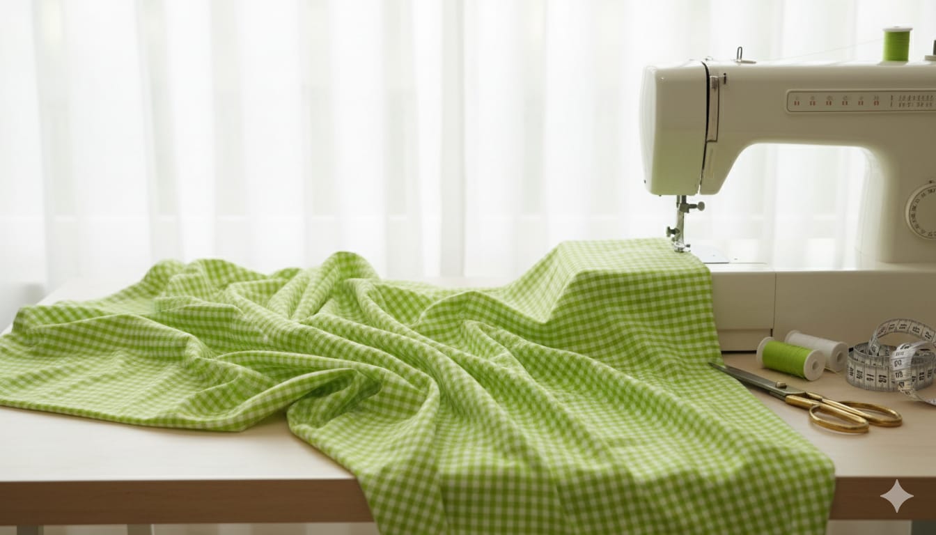 Check Cotton Fabric -  Light Green